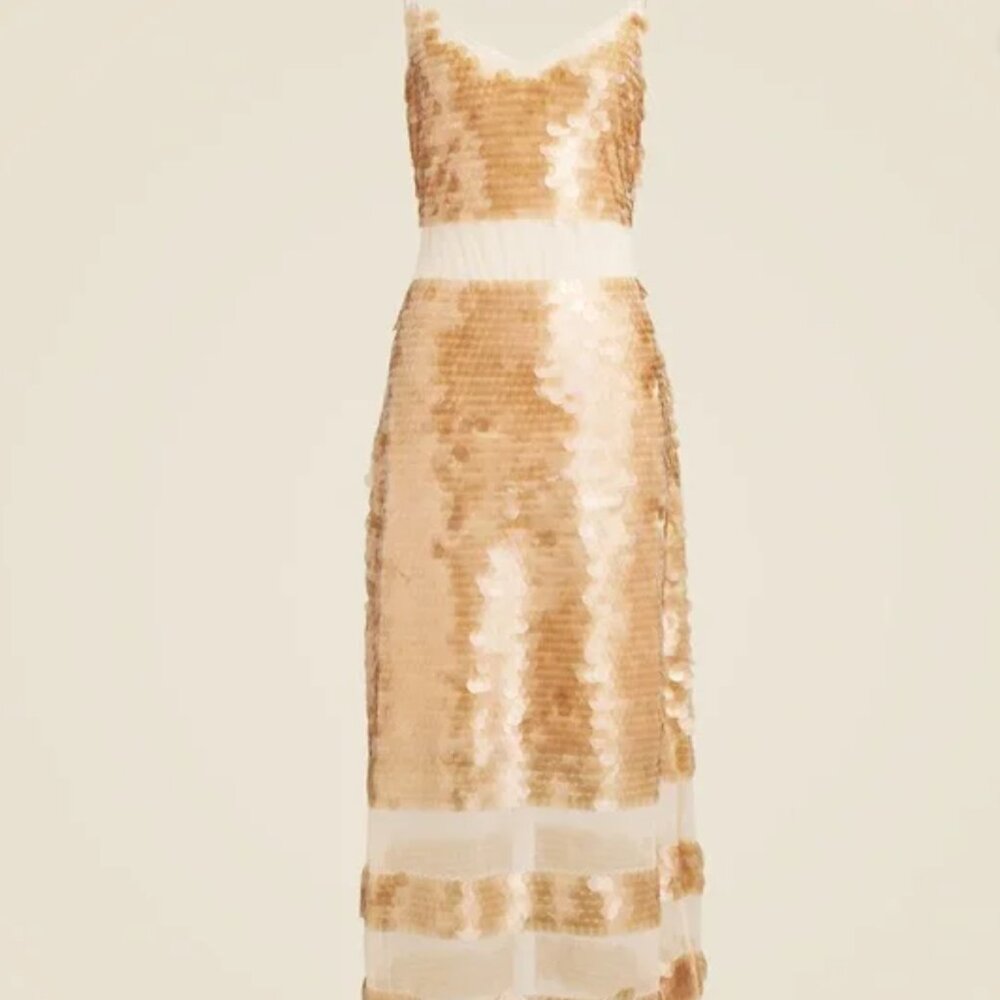 J. Crew Collection NWT Sequin Panel midi Evening Dress in Gold, 00 - Picture 2 of 6